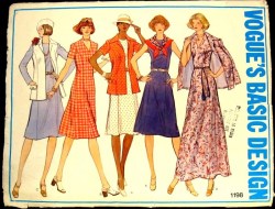 1198 VOGUE 1975 SHORT - LONG SLEEVE  A-LINE DRESS LENGTHS, COLLAR JACKET PATTERN 8
